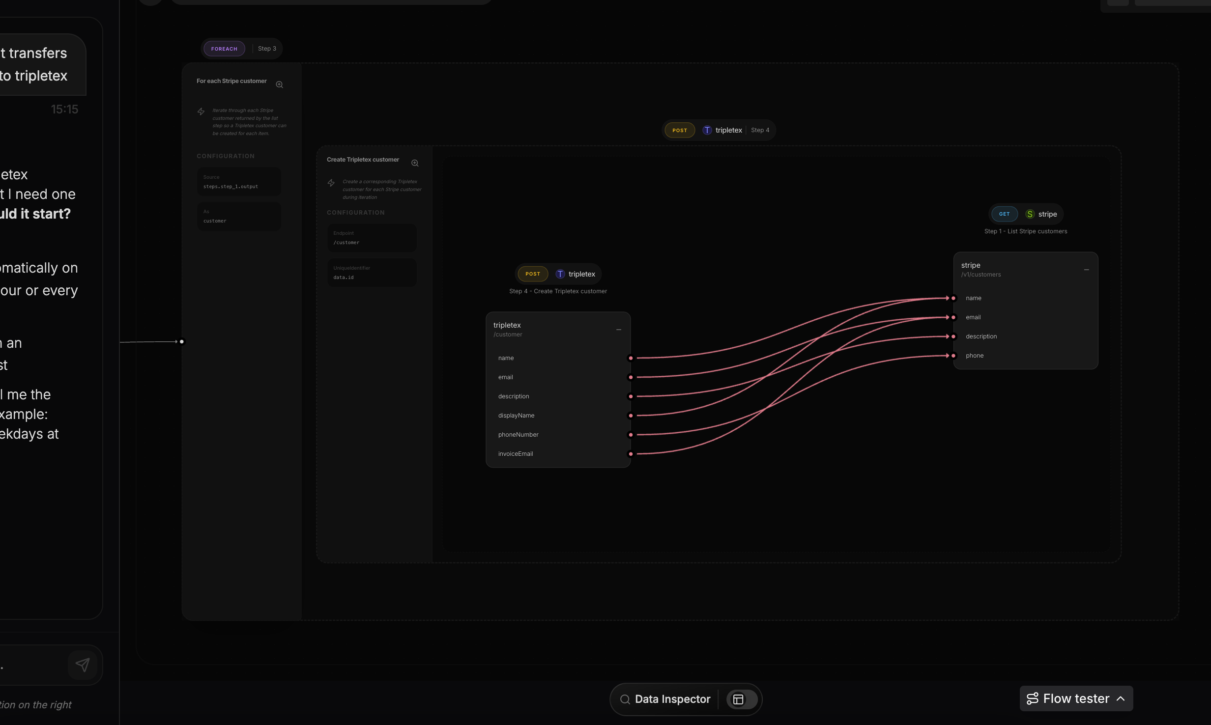 Visuell dataflyt og feltmapping i Specc